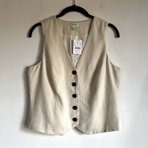 NEW J Crew Button Front Linen Blend Vest in Natural Beige Size 2 $89.50 Sold Out